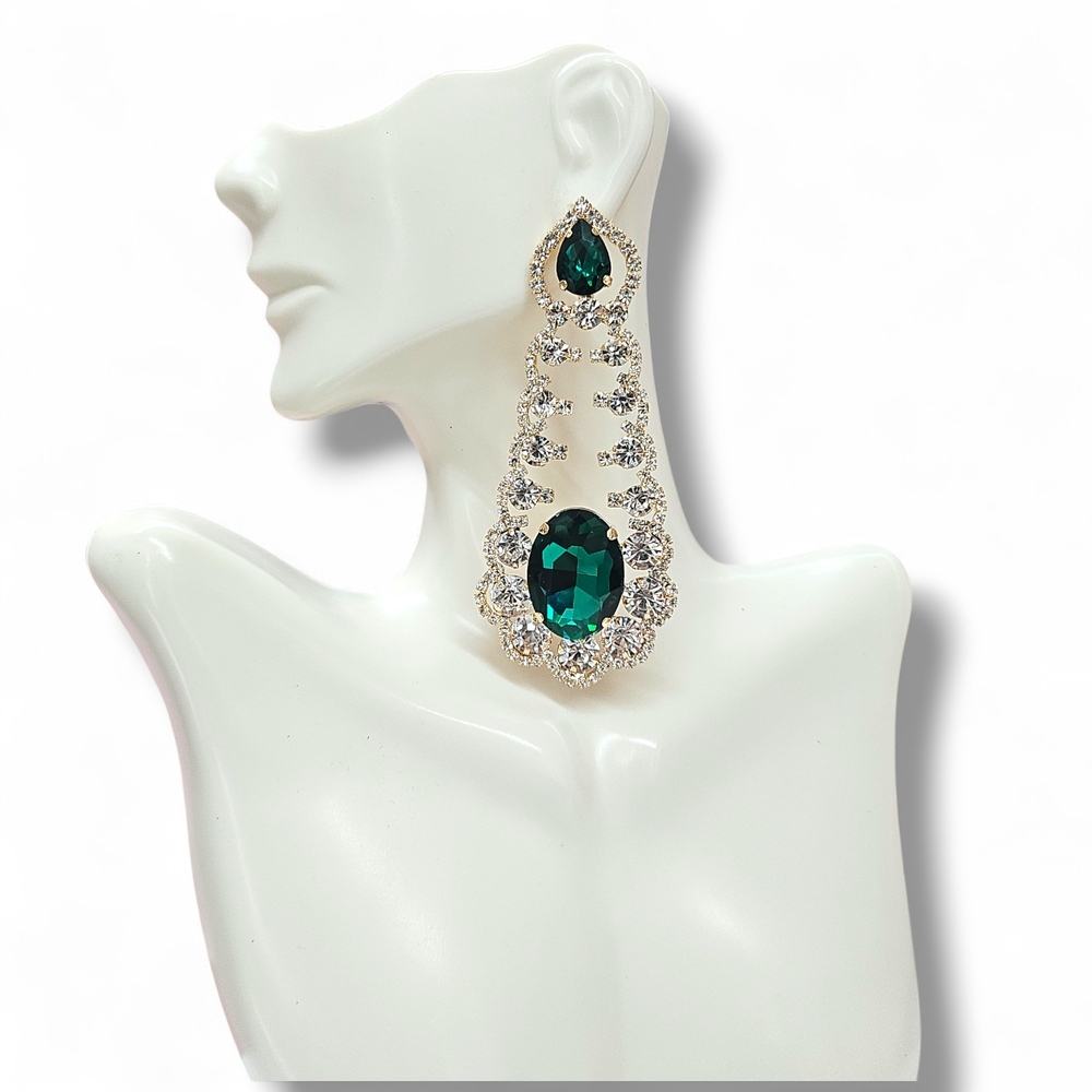 Emerald and Silver Teardrop Earrings
